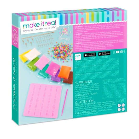 Clay Charm DIY Jewelry Kit With 279 Pieces Includes Molding Tools Beads & Chains - Picture 2 of 6